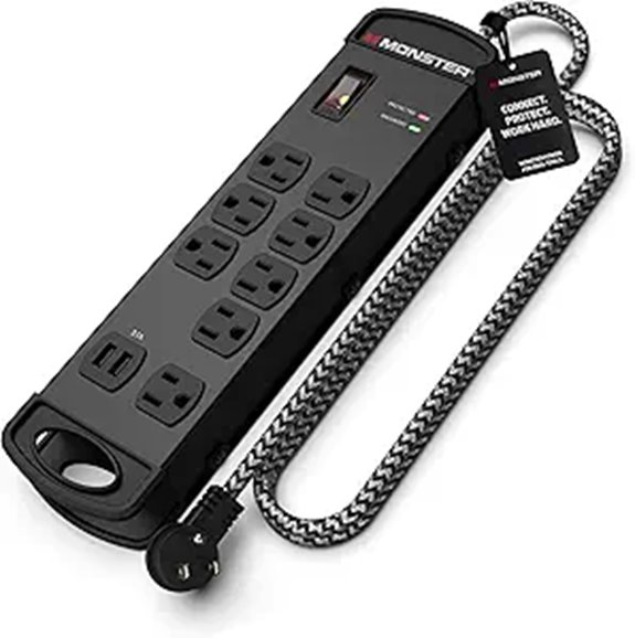 Monster Surge Protector Power Strip (15ft Black)