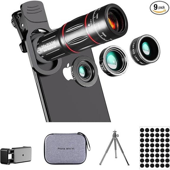 Smartphone Camera Lens Kit (28X Telephoto 198° Fisheye)