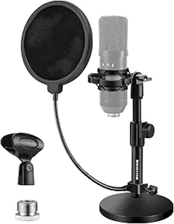 BILIONE Adjustable Microphone Stand with Pop Filter