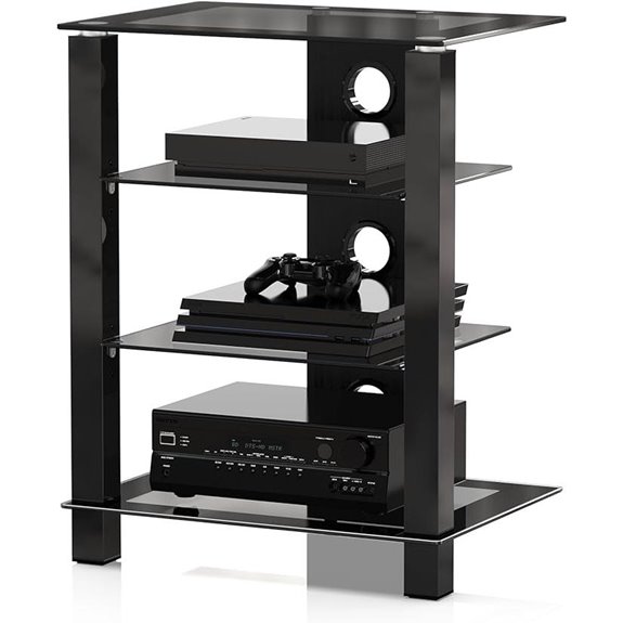 FITUEYES 4-Tier AV Media Cabinet with Adjustable Shelves