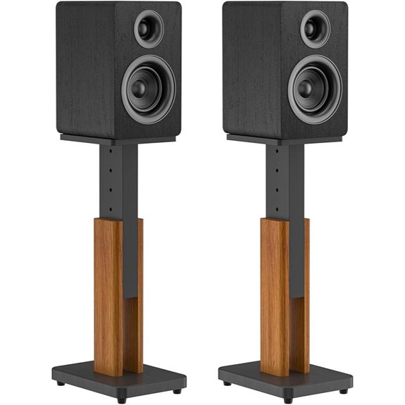 Height Adjustable Wood Grain Speaker Stands for Bookshelf Speakers