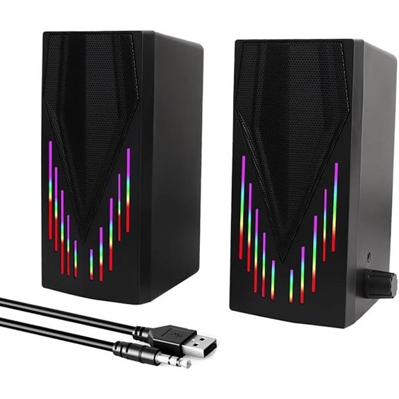 Black RGB Computer Speakers with Aux and USB
