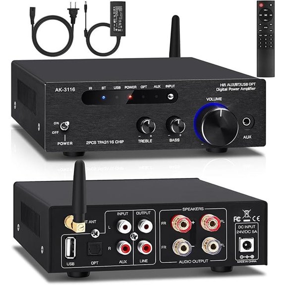 Bluetooth Stereo Amplifier with Bass and Treble Control