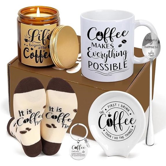 Coffee Gift Set with Mug Socks Keychain for Coffee Lovers