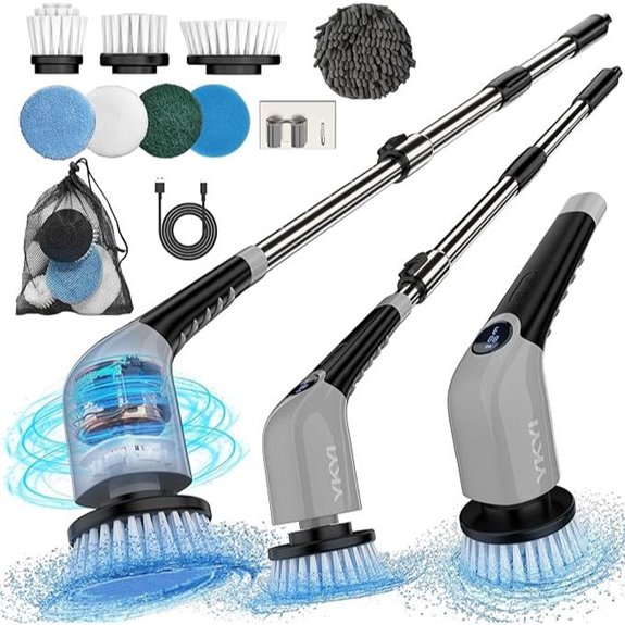 YKYI Cordless Electric Spin Scrubber with Replaceable Heads