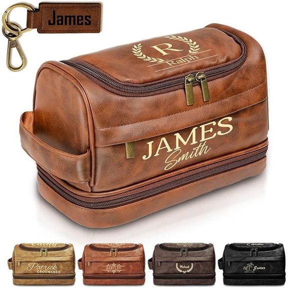 Personalized Leather Toiletry Bag for Men