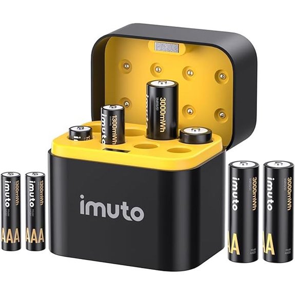 imuto Rechargeable Lithium Batteries with Charger (8 Pack)