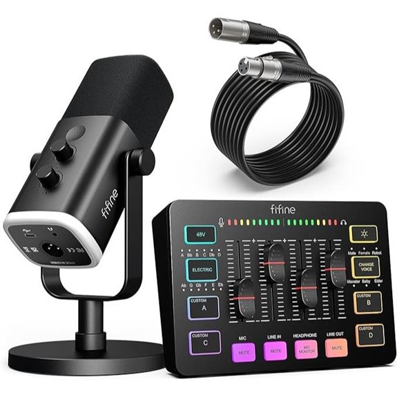 FIFINE Gaming Microphone & Mixer Set
