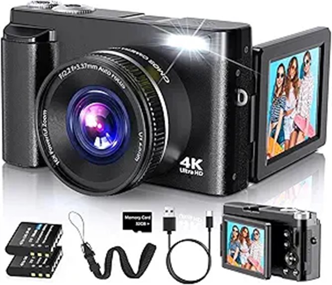 4K 48MP Vlogging Camera with Flip Screen
