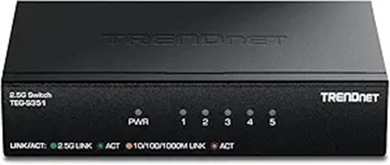 TRENDnet 5-Port 2.5Gb Switch 25Gbps Lifetime Warranty