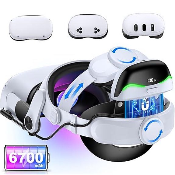 VR Head Strap with Hot-Swappable Battery for Meta Quest