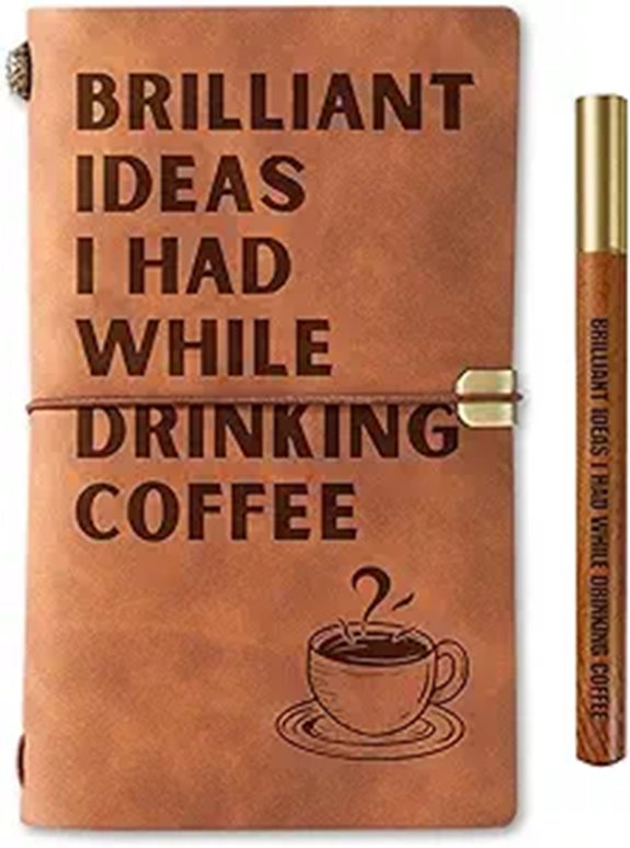 InnoBeta Leather Coffee Journal with Pen (7x5 inches)