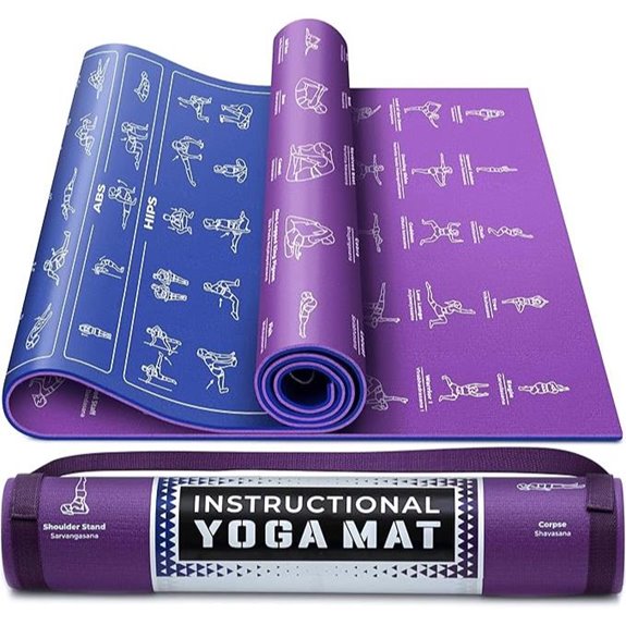 Instructional Non-Slip Yoga Mat with Carrying Strap