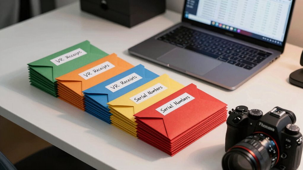 organize vr receipts serial numbers