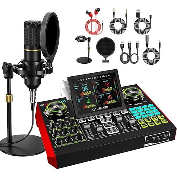 Podcast Microphone Bundle with Sound Card and Voice Changer