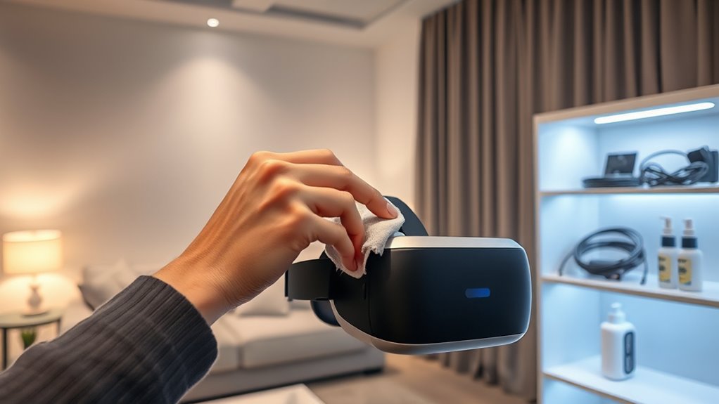 post session vr equipment cleaning