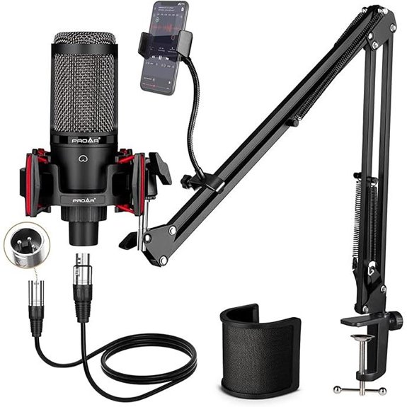 Professional XLR Condenser Microphone Kit with Boom Arm