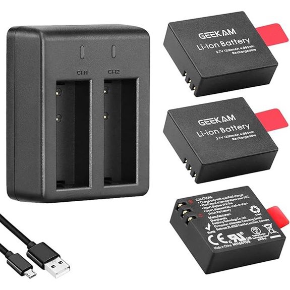 Action Camera Battery Pack and Dual Charger (3-Pack)