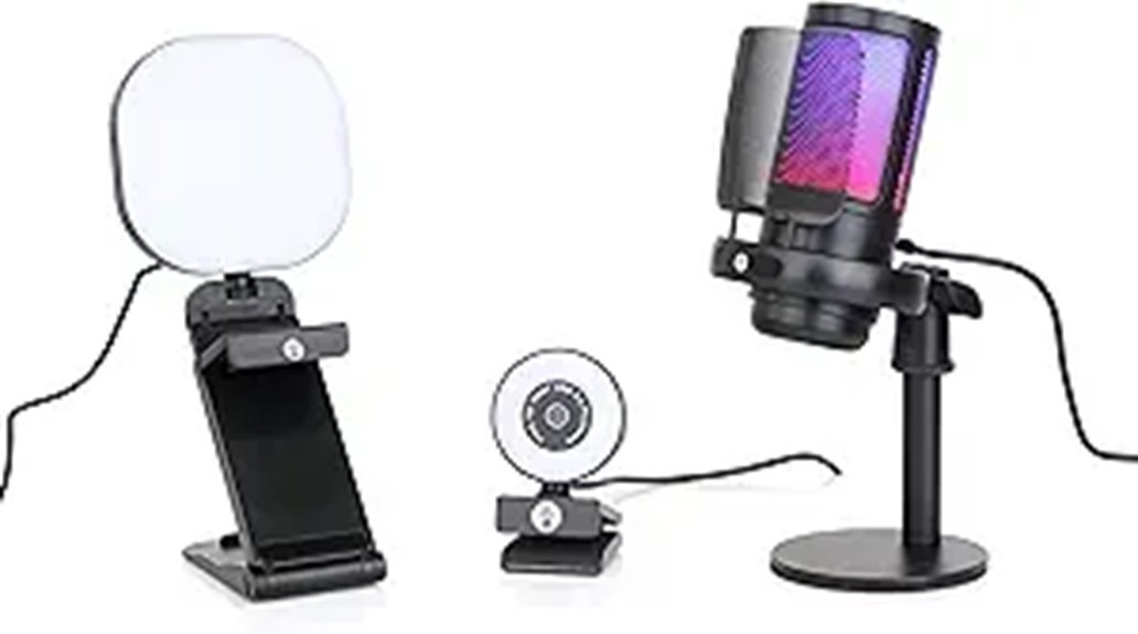 Live Streaming Kit with Webcam Mic LED Light