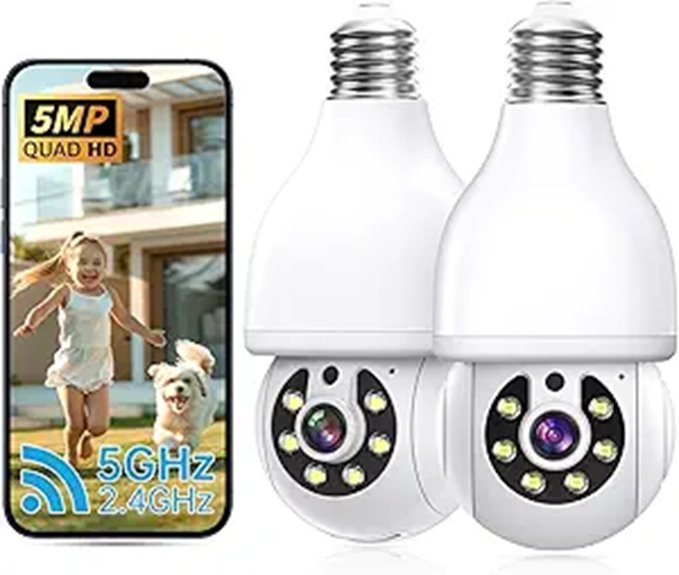 5MP WiFi Bulb Security Camera 2 Pack