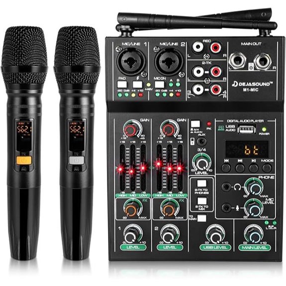Pro 5-Channel Audio Mixer with Wireless Microphones