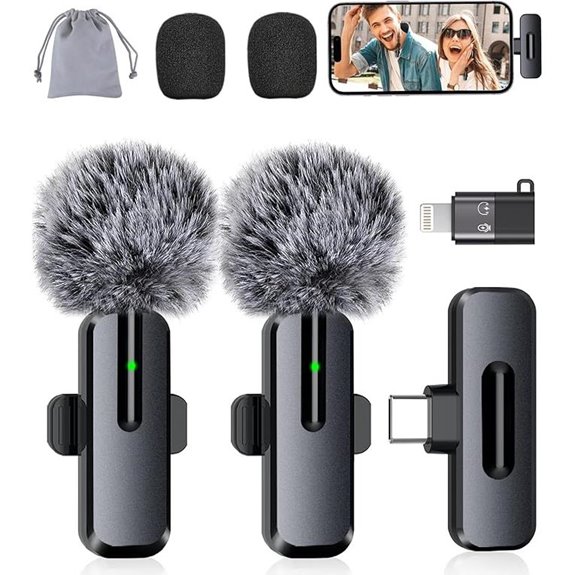 Wireless Mini Microphone for iPhone & Android (2-Pack)