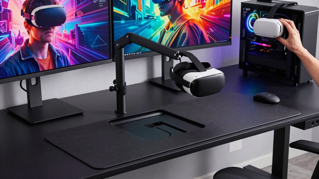 ergonomic organized vr workspace